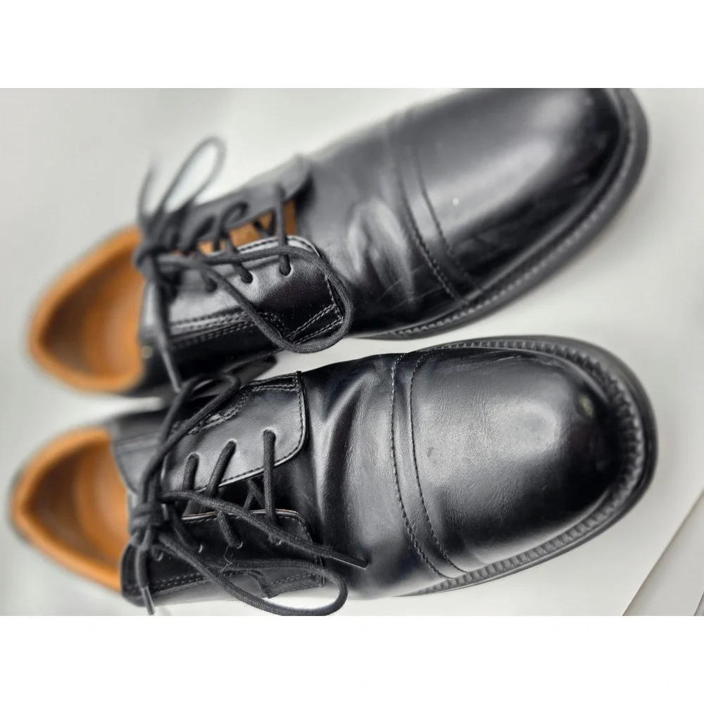 George Mens Black Cap Toe Oxford Dress Shoes Lace Up MNGE22GN002 Size 8.5